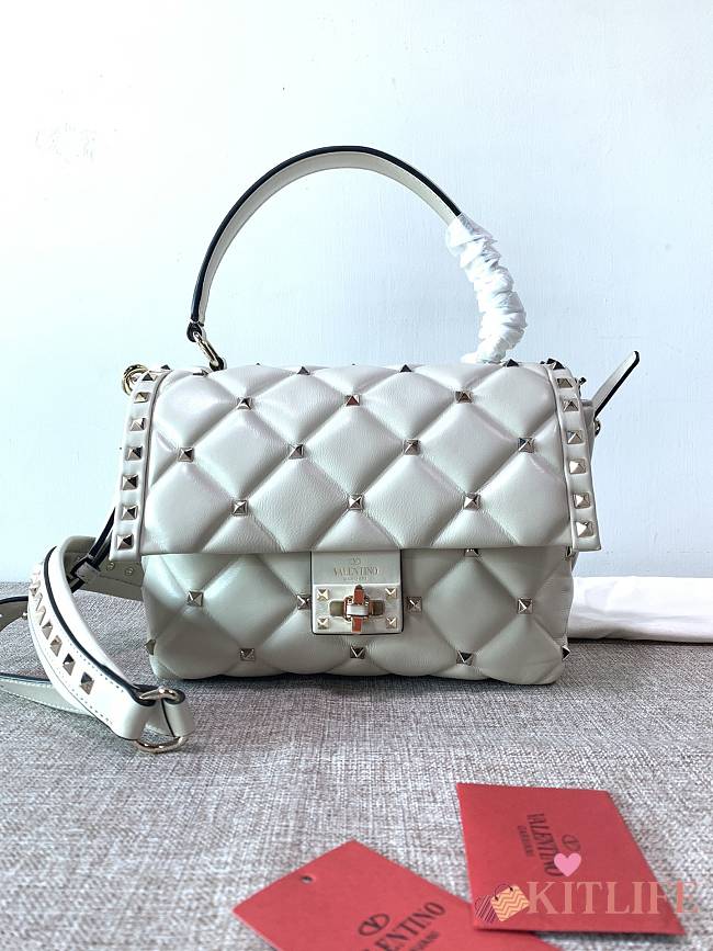 Forubags Valentino Candystub Genuine Bag Gold Hardware Bordeaux White – 0055 – 23×11×17 cm - 1