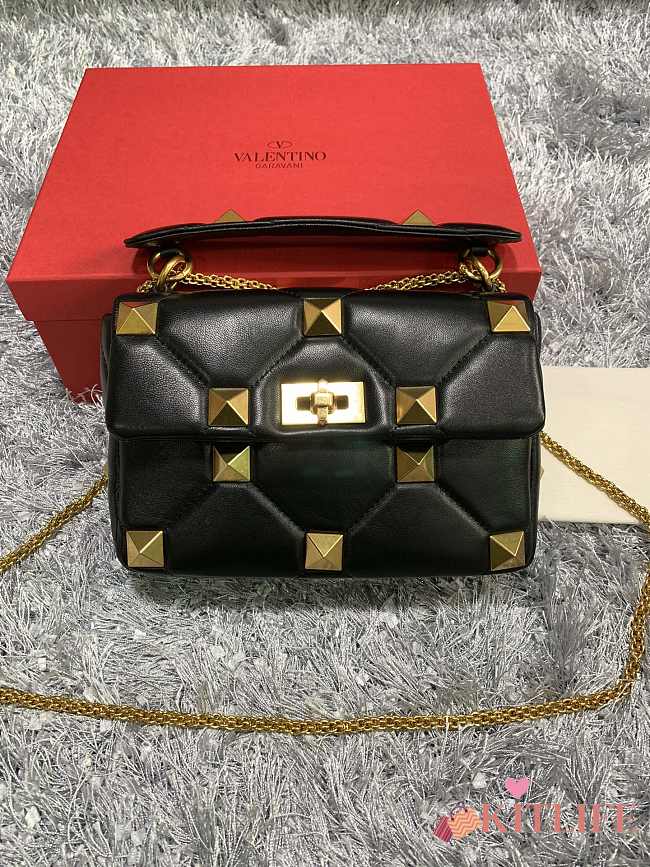 Forubags Valentino Garavani Roman Stud Chain Bag Black – 2060S – 25×16×10 cm - 1