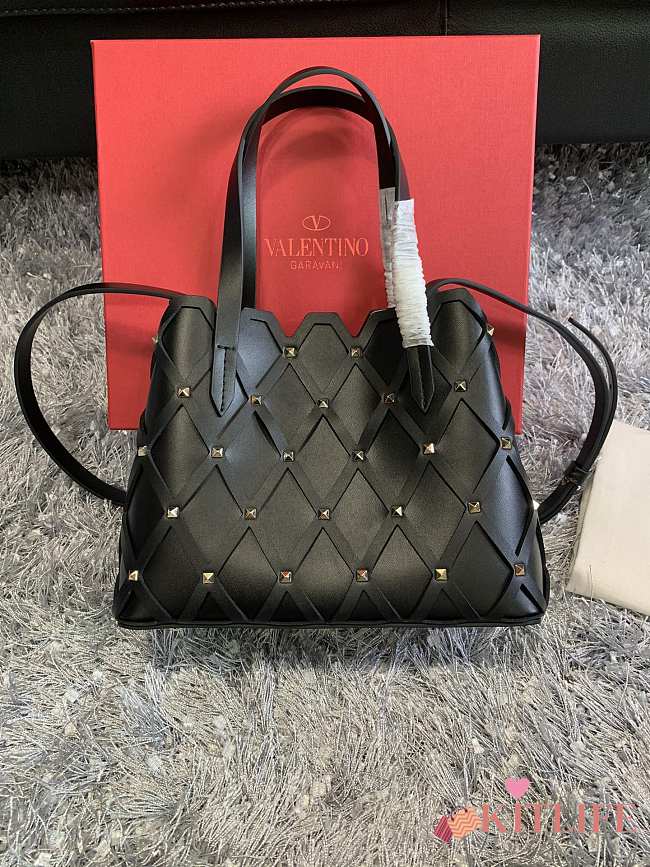 Forubags Valentino Garavani Beehive Calfskin Tote Bag Black – 2033S – 22×18×10 cm - 1