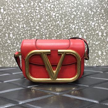 Forubags Valentino Garavani SuperVee Calf  Leather Crossbody Small Bag Red – 3008# – 18x13x7 cm