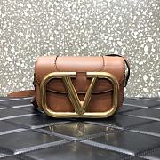 Forubags Valentino Garavani SuperVee Calf  Leather Crossbody Small Bag Brown – 3008# – 18x13x7 cm - 1