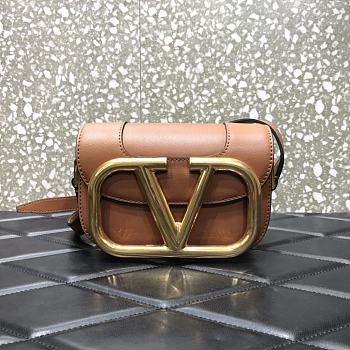 Forubags Valentino Garavani SuperVee Calf  Leather Crossbody Small Bag Brown – 3008# – 18x13x7 cm