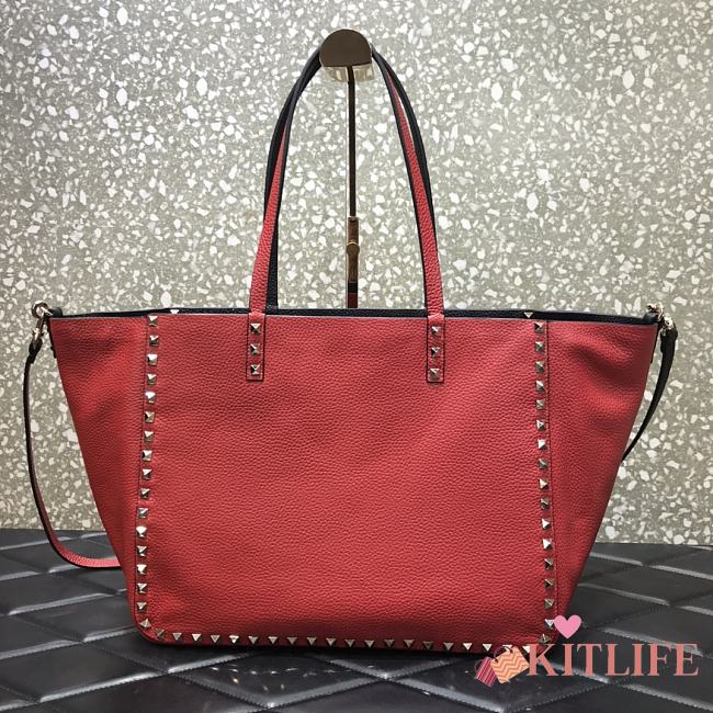 Forubags Valentino Double-Sided Grain Cowhide Shopping Bag Red – 3030# – 33 cm - 1