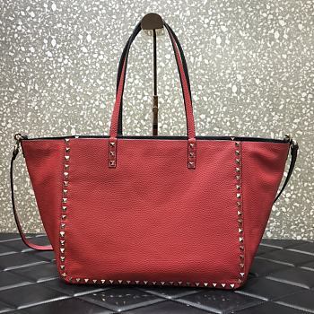 Forubags Valentino Double-Sided Grain Cowhide Shopping Bag Red – 3030# – 33 cm