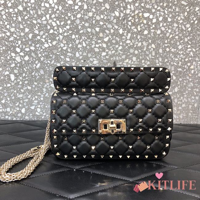 Forubags Valentino Garavani Rockstud Spike Bag Black – 0123# –20 cm - 1