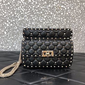 Forubags Valentino Garavani Rockstud Spike Bag Black – 0123# –20 cm