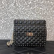 Forubags Valentino Garavani Rockstud Spike Lambskin Bag Black – 0122# –23x16x6.5 cm - 1