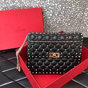 Forubags Valentino Garavani Rockstud Spike Lambskin Bag Black – 0122# –23x16x6.5 cm - 4