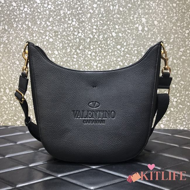 Forubags Valentino Garavani Identity calfskin HOBO Handbag Black – 0957# – 30x9x27 cm - 1