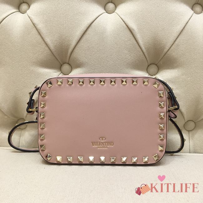 Kitlife Plain Weave Calfskin Crossbody Bag Gold Pink  – 18x6x12 cm - 1