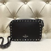 Kitlife Plain Weave Calfskin Crossbody Bag Full Black – 18x6x12 cm - 1