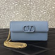 Forubags Valentino V Gold Chain Handbag Blue – 0093# – 20x5.5x10 cm - 1