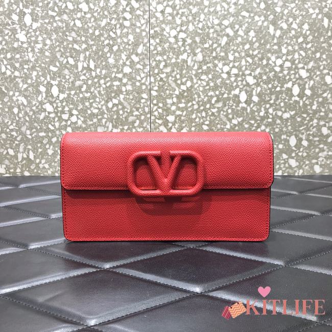 Forubags Valentino V Gold Chain Handbag Red – 061# – 20x5.5x10 cm - 1