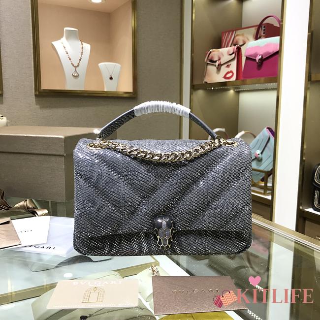 Forubags Bvlgari Grey Snake Handbag - 287993 – 22.5x15x10 cm - 1