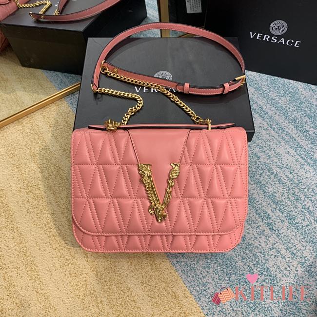 Versace Virtus Medusa Brown Embroidered Sheepskin Pink – 2002– 24x9x16.5 cm - 1