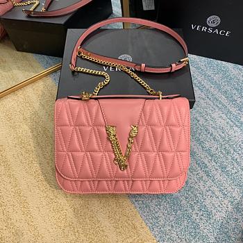 Versace Virtus Medusa Brown Embroidered Sheepskin Pink – 2002– 24x9x16.5 cm