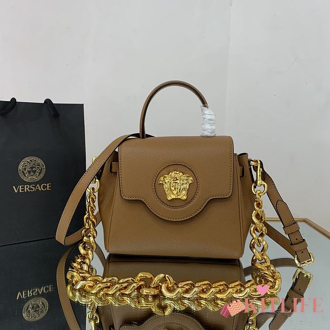 Versace Virtus Medusa Trumpet Handbag Brown – 1040 – 20x10x17 cm - 1