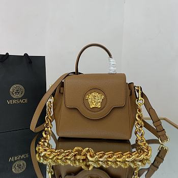 Versace Virtus Medusa Trumpet Handbag Brown – 1040 – 20x10x17 cm