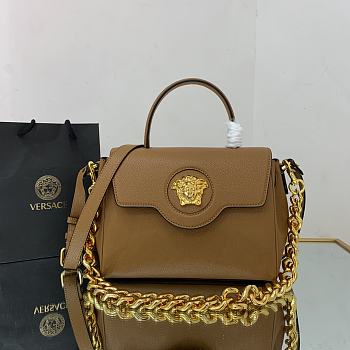 Versace Virtus Medusa Trumpet Handbag Brown – 1040 – 25x15x22 cm