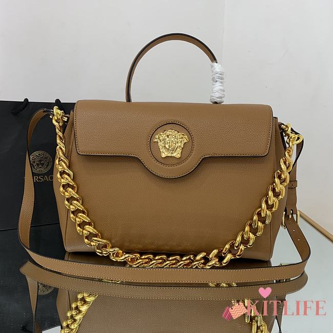 Versace Virtus Medusa Trumpet Handbag Brown – 1040 – 35x14x25 cm - 1