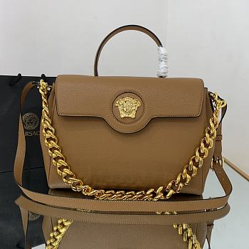 Versace Virtus Medusa Trumpet Handbag Brown – 1040 – 35x14x25 cm