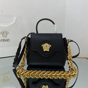 Versace Virtus Medusa Trumpet Handbag Golden Logo Black – 1040 – 20x10x17 cm