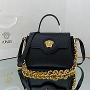 Versace Virtus Medusa Trumpet Handbag Golden Logo Black – 1039 – 25x15x22 cm - 1