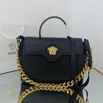 Versace Virtus Medusa Trumpet Handbag Golden Logo Black – 1038 – 35x14x25 cm