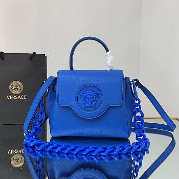 Versace Virtus Medusa Trumpet Handbag Blue – 1040 – 20x10x17 cm