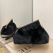 Fendi First Small Black Mink Leather Bag – 8BP129 – 26×18×9.5 cm - 1