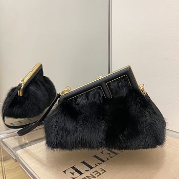 Fendi First Small Black Mink Leather Bag – 8BP129 – 26×18×9.5 cm