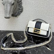 Fendi Mini Baguette Chain White and Black Nappa Leather Bag – 8BS045 – 19×5×10 cm - 6