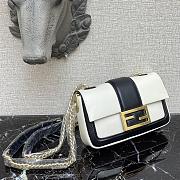 Fendi Mini Baguette Chain White and Black Nappa Leather Bag – 8BS045 – 19×5×10 cm - 5