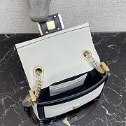 Fendi Mini Baguette Chain White and Black Nappa Leather Bag – 8BS045 – 19×5×10 cm - 2