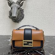 Baguette chain leather mini bag Fendi Brown in Leather - 31797065