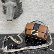Fendi Mini Baguette Chain Brown and Black Nappa Leather Bag – 8BS045 – 19×5×10 cm - 3