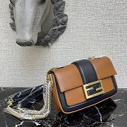 Fendi Mini Baguette Chain Brown and Black Nappa Leather Bag – 8BS045 – 19×5×10 cm - 2