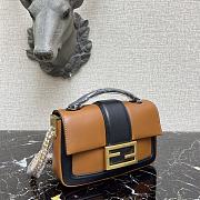 Fendi Mini Baguette Chain Brown and Black Nappa Leather Bag – 8BS045 – 19×5×10 cm - 4