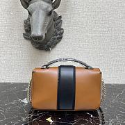 Fendi Mini Baguette Chain Brown and Black Nappa Leather Bag – 8BS045 – 19×5×10 cm - 5