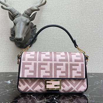 Fendi Baguette Pink FF Canvas Bag – 323 – 28×6×14 cm