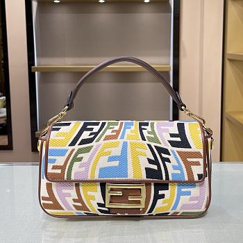 Fendi Baguette Multicolor Embroidered Canvas Bag – 8BR600 – 28×6×14 cm