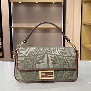 Fendi Baguette Laurel Embroidered Canvas Bag – 1805 – 28×6×14 cm - 1