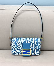 Fendi Mini Baguette 1997 Blue Glazed Canvas Bag – 8BS049 – 19x5x10 cm - 3