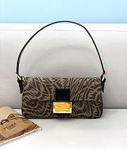 Fendi Mini Baguette 1997 Brown Jacquard FF Vertigo Bag – 8BS049 – 19x5x10 cm - 1