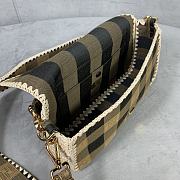 Fendi Baguette Raffia Woven Patchwork Striped Fabric – 26x15x6 cm - 6