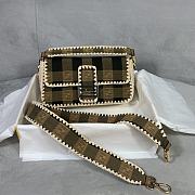 Fendi Baguette Raffia Woven Patchwork Striped Fabric – 26x15x6 cm - 5