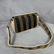 Fendi Baguette Raffia Woven Patchwork Striped Fabric – 26x15x6 cm - 4