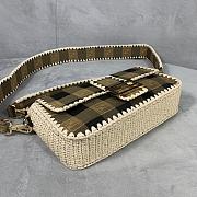 Fendi Baguette Raffia Woven Patchwork Striped Fabric – 26x15x6 cm - 3