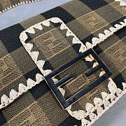 Fendi Baguette Raffia Woven Patchwork Striped Fabric – 26x15x6 cm - 2