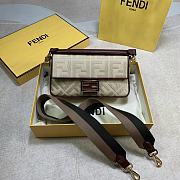 Fendi Baguette Embroidery Plating Grass Canvas – 26x15x6 cm - 3